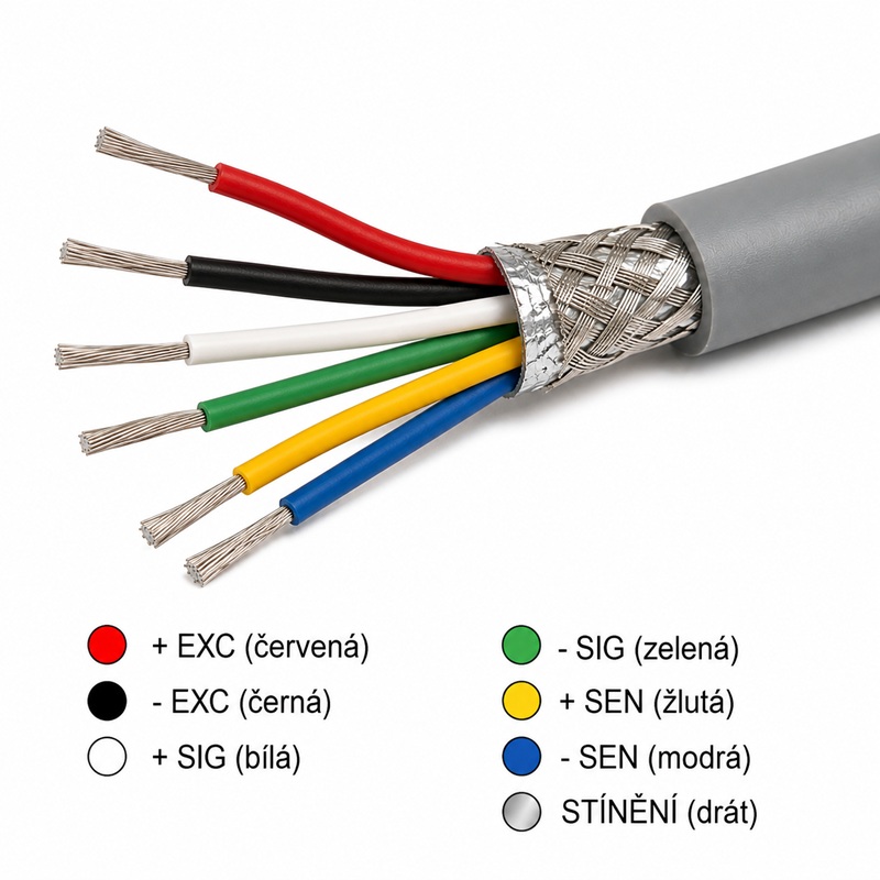 Kabel šestižilový stíněný, 1m