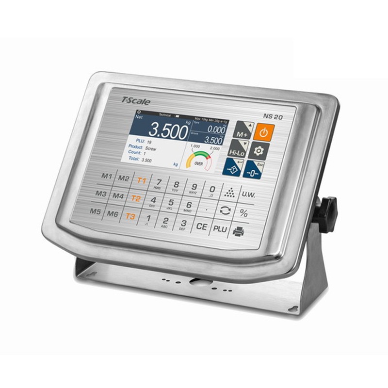 Nerezový vážní indikátor TSCALE APOLLO NS20, 4,3" displej, IP65, čeština, RS-232, USB, LAN