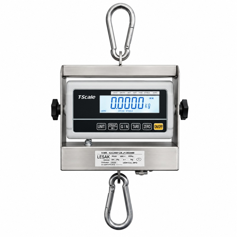 Závěsná nerezová váha J1-RWP, 3 kg / 1 g, RS-232, ověřitelná